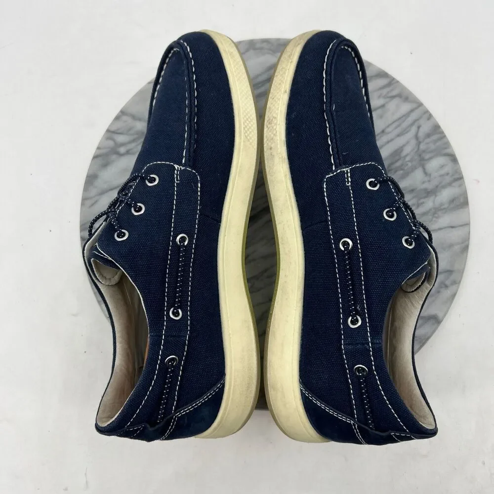 Florsheim Boat Shoe Mens 12 Navy Slip On Canvas Comfortech *Missing Insoles